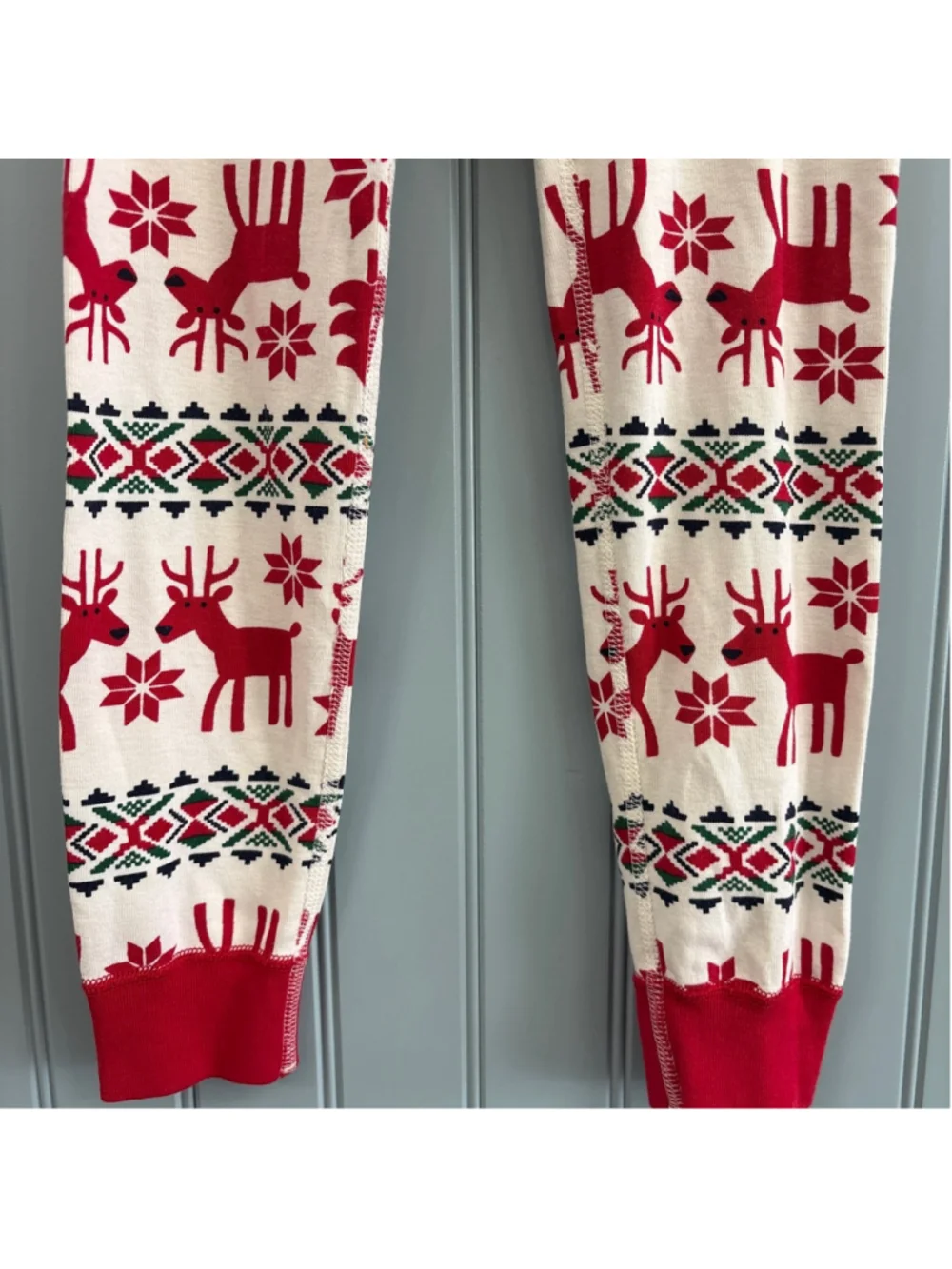 Hanna Andersson Pajama Bottoms 6-7 White Red Reindeer